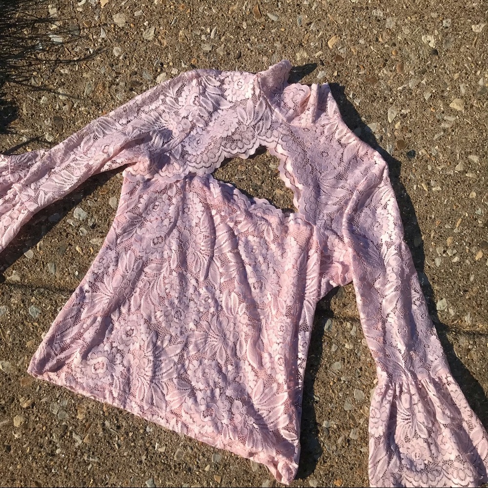 pink lace top